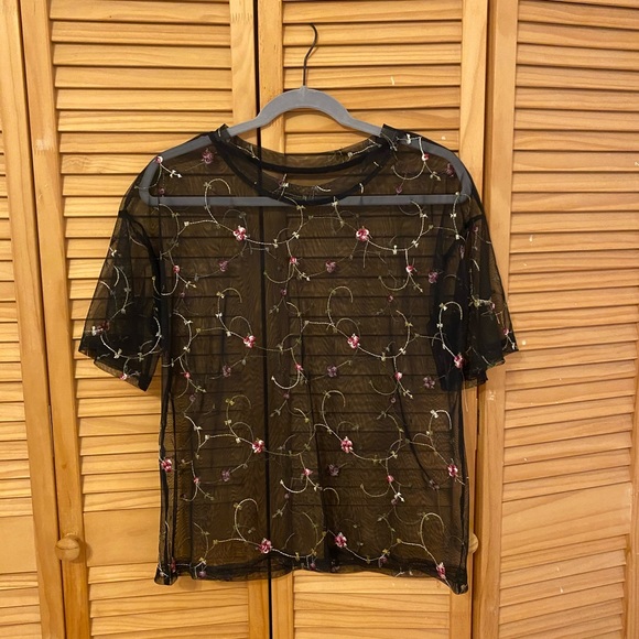 Mesh Embroidered Top - Picture 1 of 3